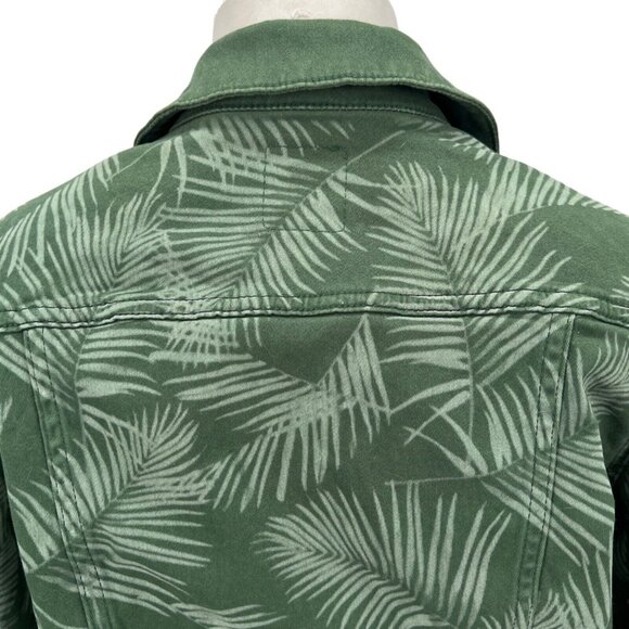 LulaRoe Women's Flap Pockets Button Leaves Pattern Stretch Green Jacket Size S - Picture 5 of 12